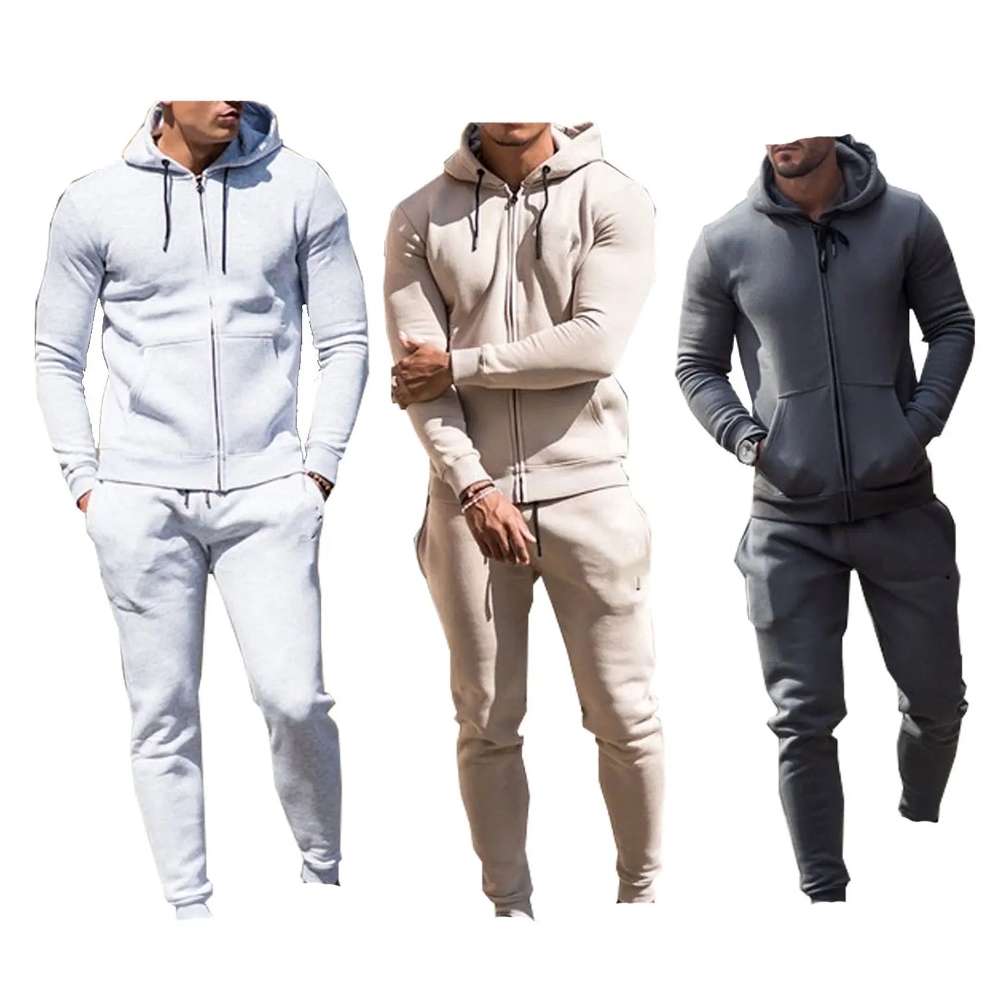 2025 New Outdoor Sport Gym Sets Men Zipper Sportswear Tracksuit Training & Jogging Wear Two Piece Set Men's Fitness Suit