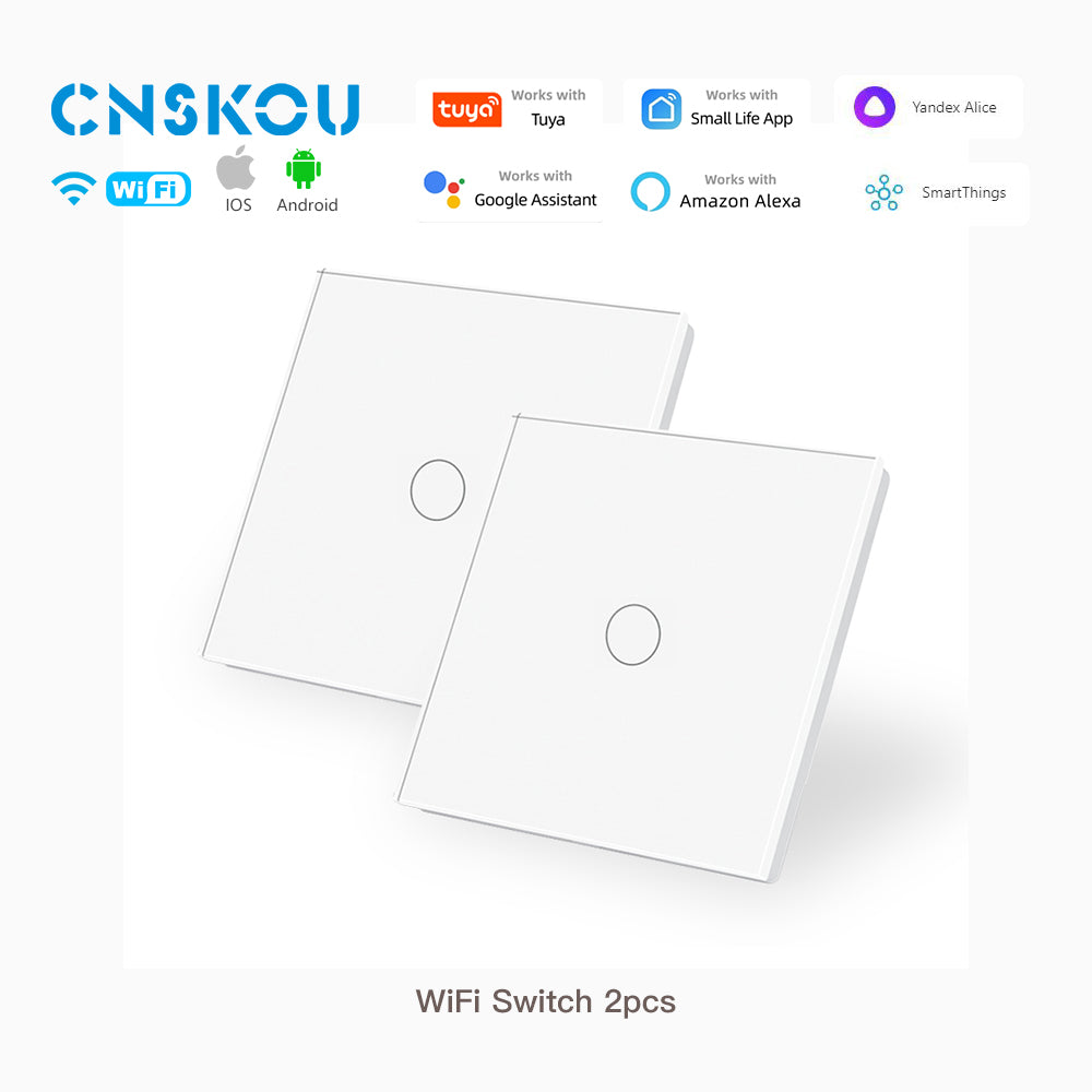 Manufacturers Tuya 3ch WIFI Smart Home Life Controller Alexa 2way Wall Touch Switch 2ch Glass Panel Smart Light Switches