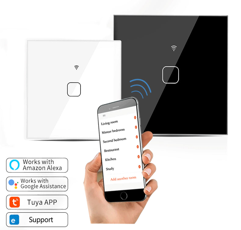 Manufacturers Tuya 3ch WIFI Smart Home Life Controller Alexa 2way Wall Touch Switch 2ch Glass Panel Smart Light Switches