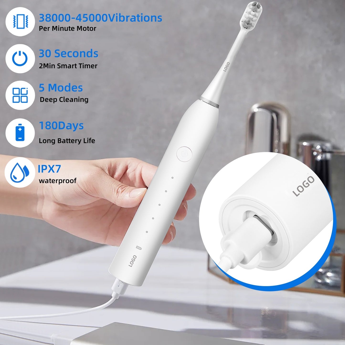 Smart Home Products 2000mah Long Lasting Battery Smart Toothbrush Colorful Electric Toothbrush for Couple Travel
