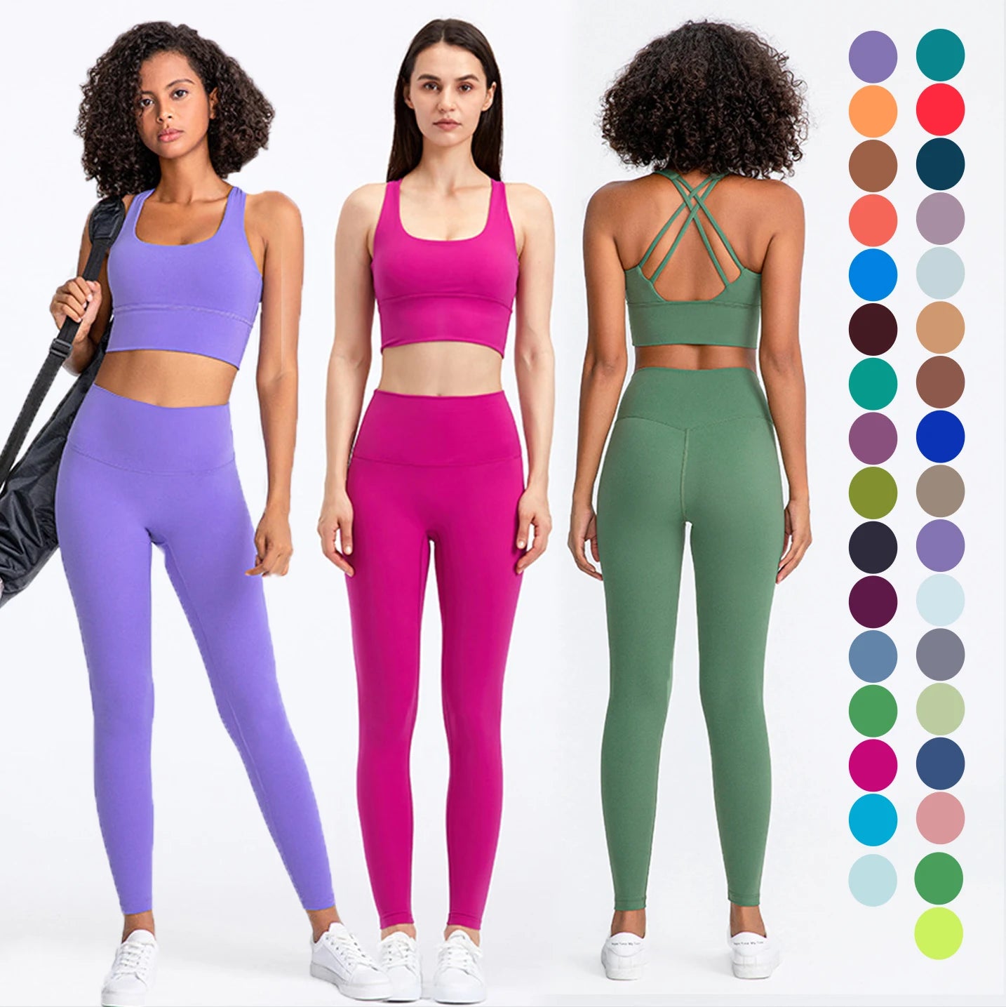 Women Athletic Wear High Quality Sports Bra Naked Feeling Waist Trainer Workout Yoga Leggings Fitness Gym Bra Leggings Set