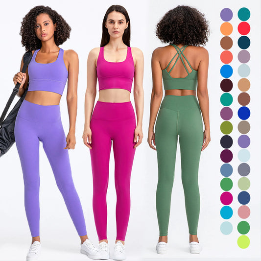 Women Athletic Wear High Quality Sports Bra Naked Feeling Waist Trainer Workout Yoga Leggings Fitness Gym Bra Leggings Set