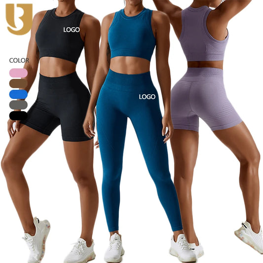 Wholesale Athletic Clothing Gym Fitness Activewear Sport Workout Ladies Clothes Seamless Women Jogger Wear Yoga Suit Set