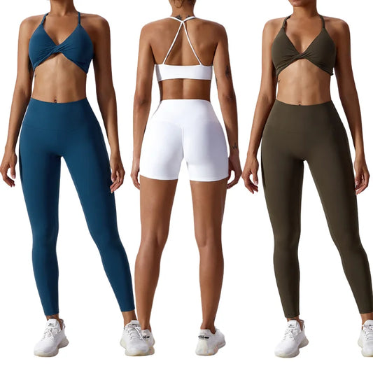 3Pcs Women Sportswear Workout Sets Leggings Active Wear Gym Fitness Yoga Sets