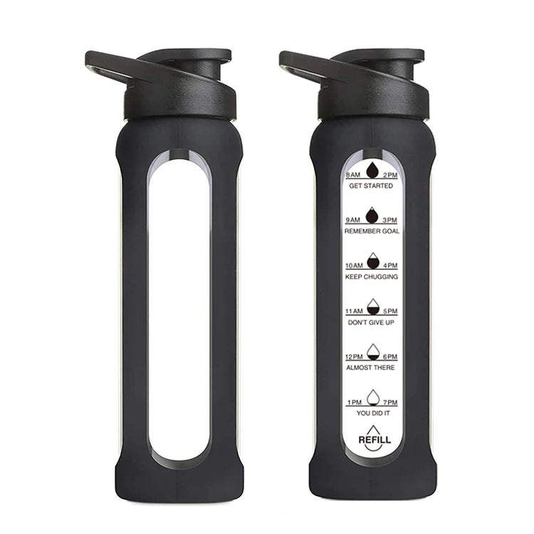 ROWEY BPA Free Customized Logo Glass Water Bottle With Metal Mixer 500ml GYM Sport Water Protein Shaker Bottles