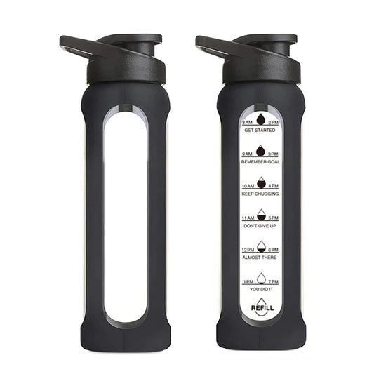 ROWEY BPA Free Customized Logo Glass Water Bottle With Metal Mixer 500ml GYM Sport Water Protein Shaker Bottles