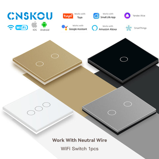 Manufacturers Tuya 3ch WIFI Smart Home Life Controller Alexa 2way Wall Touch Switch 2ch Glass Panel Smart Light Switches