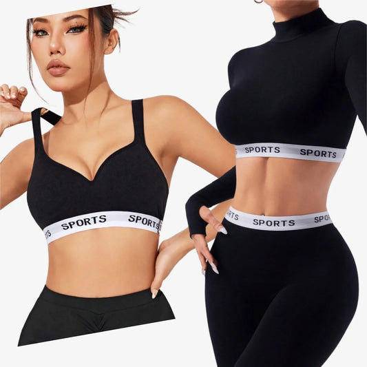 Custom New Style Sportswear Set Long Sleeve Workout Leggings Seamless Women 3 Pieces Fitness Clothing Sets