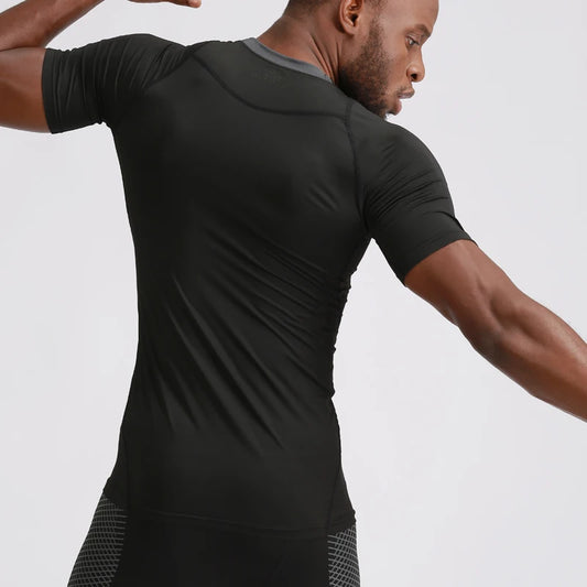Compression Shirts Men Customize logo Quick Dry Running Shirts Fitness Elastic Short Sleeve Gym Shirts Training Sportswear