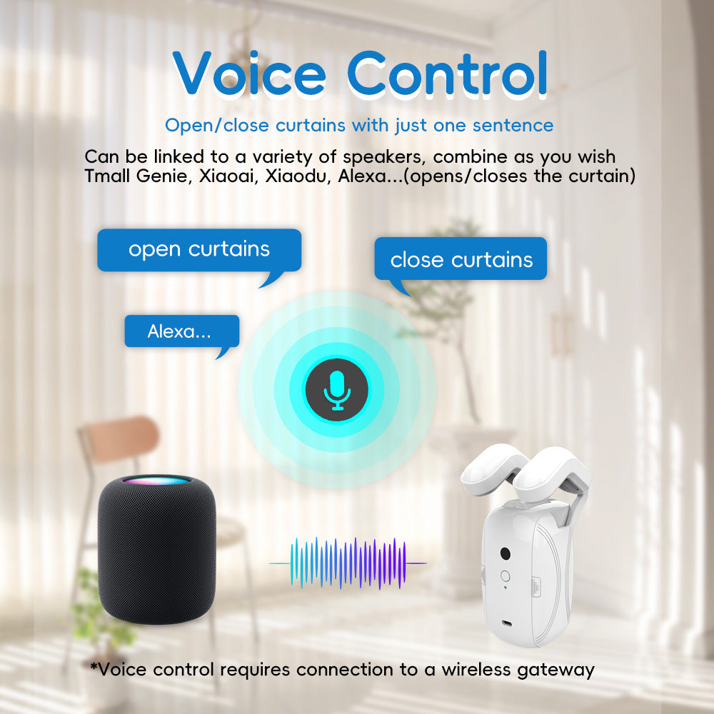 Smart Home Products Bluetooth Electric Curtain Rod and Rail Voice Wifi Wireless Remote Control Automatic Curtain Opener