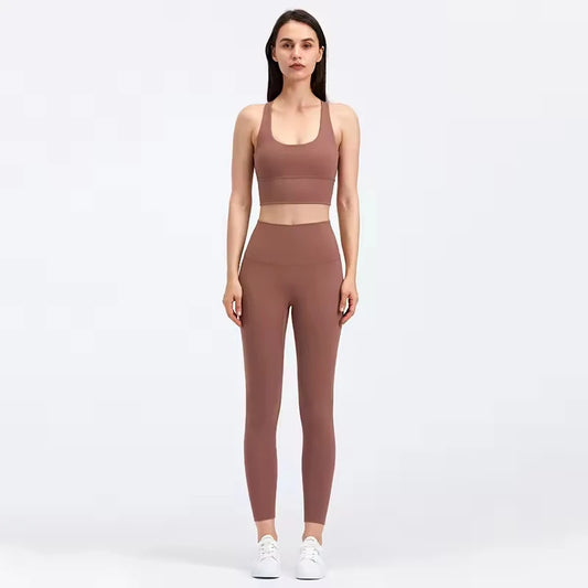 Wholesale Customized Yoga Set Top Quality Sportswear Sets 100%Nylon Sports Fitness Women Gym Clothing Yoga Wear Sets