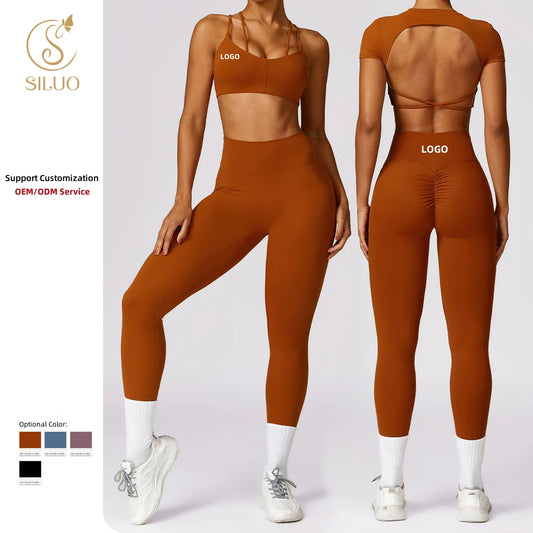 SILUO New Active Wear High Quality Sport Gym Ropa Deportiva Mujer Yoga Fitness Yoga Clothes Workout Sets for Women Sportswear