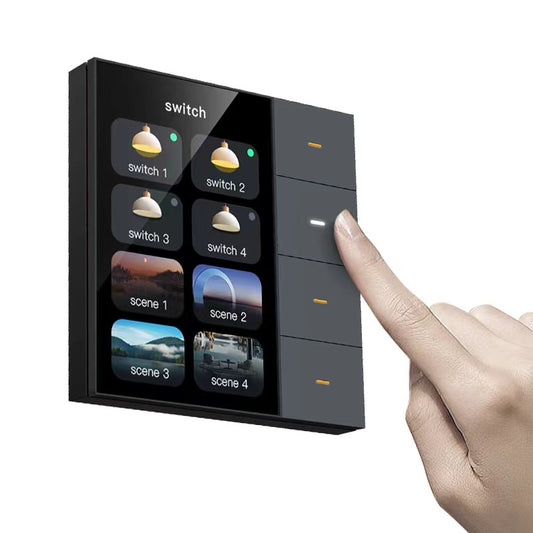 3.5'' Tuya Smart Music Switch Touch Switch 4 Gang Relay Control Panel Wall Switches Timer Smart Home Products Custom System