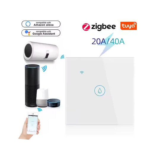 Tuya Zigbee Smart Home Tuya APP and Voice Control Touch Panel WiFi High Power 20A/40A Smart Boiler Water Heater Switch