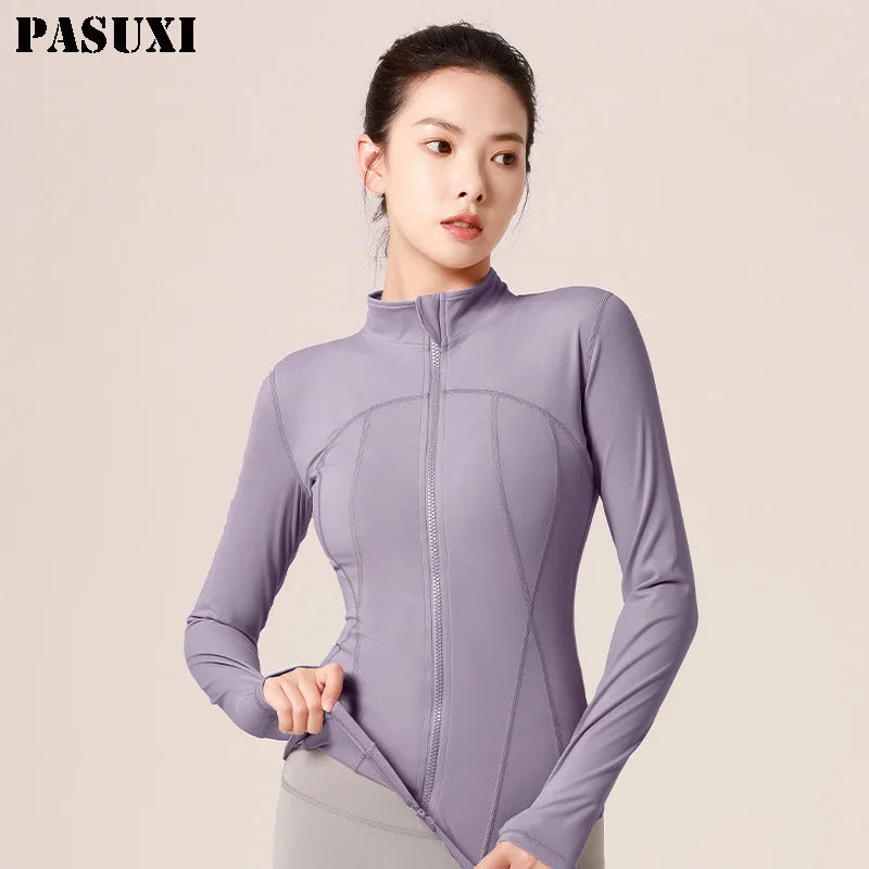 PASUXI Hot Selling Long Sleeve Plus Size Sports Yoga Tops Womens Running Coat Workout Wear Gym Fitness Sportswear Apparel