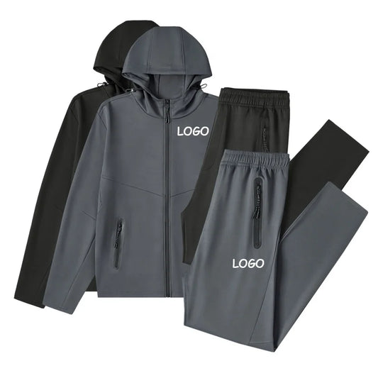 Sweatsuit Custom Logo Polyester Sports Track Suits Sportswear Full Zip Casual Athletic Joggers Men Tracksuit Set