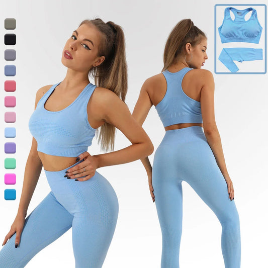 Factory Custom Athletic Activewear Sports Clothes Seamless Workout Clothing Women Sportswear Suit Wear Gym Fitness Set Yoga Sets