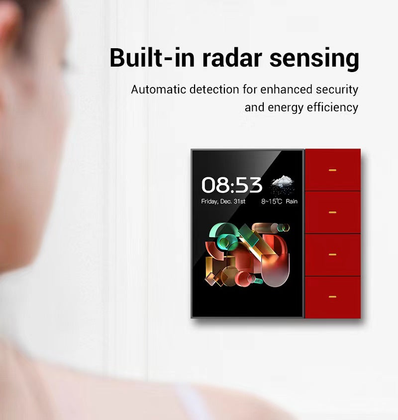 3.5'' Tuya Smart Music Switch Touch Switch 4 Gang Relay Control Panel Wall Switches Timer Smart Home Products Custom System