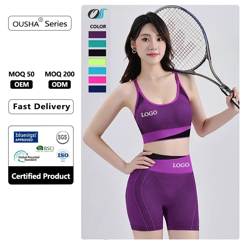 Hot Selling Women's Sportswear 2 Piece Set Seamless Fitness Wear Gym Yoga Clothing Activewear Sport Suit