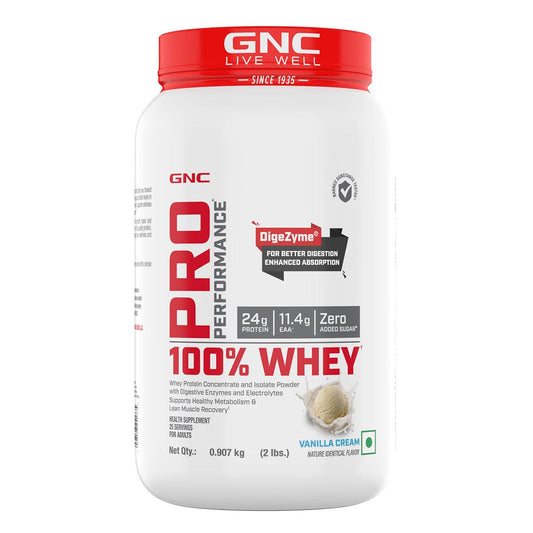GNC PP 100% Whey Protein Vanilla Cream Powder 2 lbs