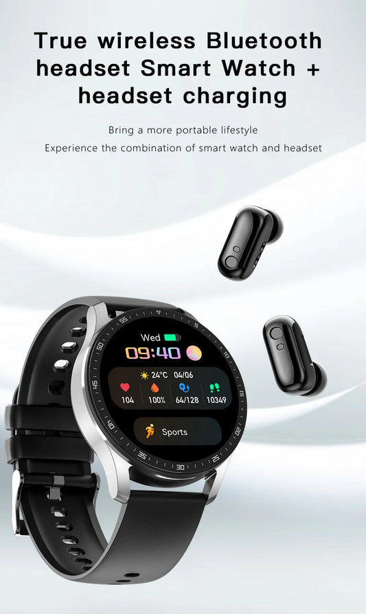 Two In One Smart Watch With Bluetooth Earbuds