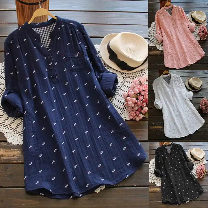 Plus Size Women's Tops and Blouses Vintage Long Sleeve Long Shirt 2019 Women's Clothing Ladies Tops Fashion Clothes