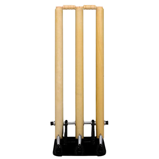 Wooden Cricket Spring Wickets 3 Stumps 2 Bails by Standard International