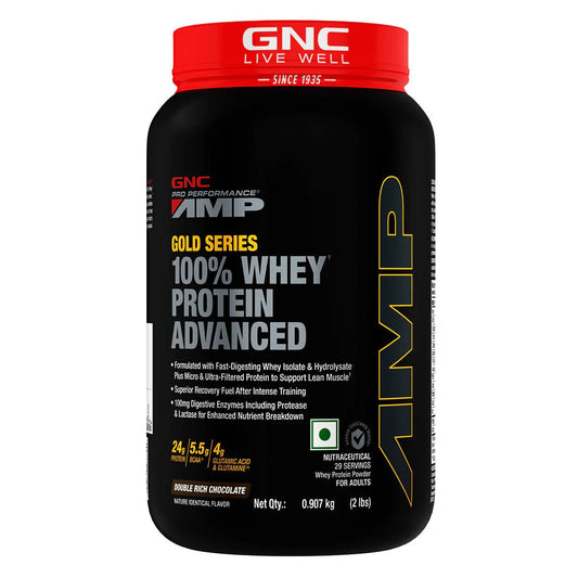 GNC AMP Gold 100% Whey Protein Advanced Chocolate Powder 4 lbs