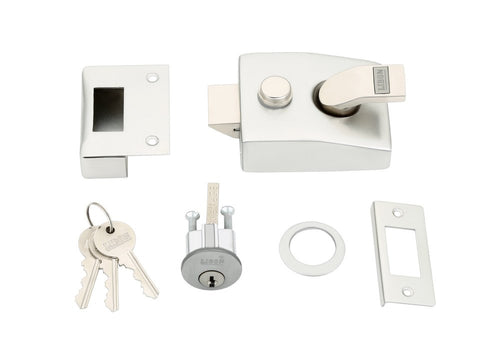 Rim Lock  Brass Keys Outside Opening Steel & Brass Powder Coating Finish, Door Lock, Living Room, Bedroom