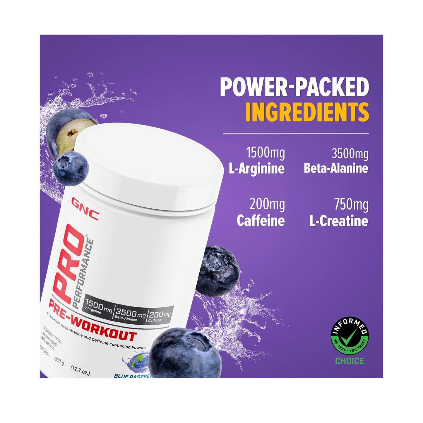 GNC PP Pre Workout 360g Blueberry (30 Serving)