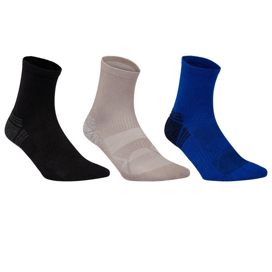 Mid Fitness/Nordic Walking Socks 3-Pack - black/grey/blue