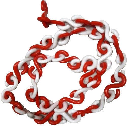 Plastic Red & White S Hook Type Safety Barrier Cone Chain, LPVC