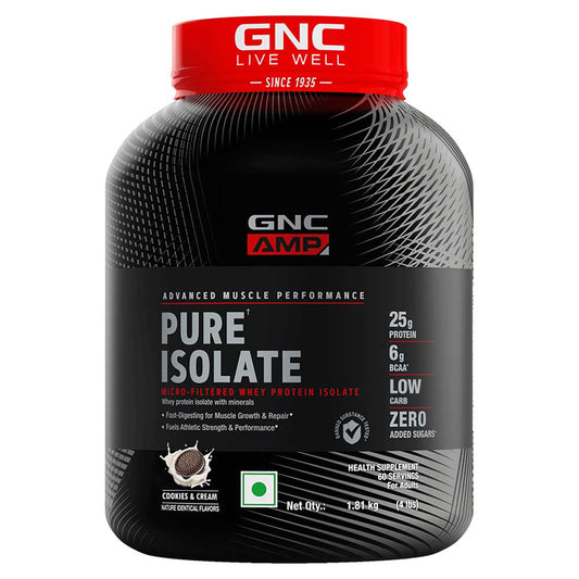 GNC AMP Pure Isolate Cookies & Cream Powder 4Lbs