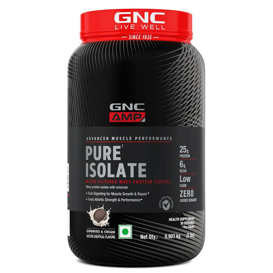GNC AMP Pure Isolate Cookies & Cream Powder 2Lbs