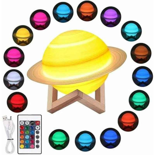 Rechargeable Saturn Moon Night Lamp with 16 Colours LED